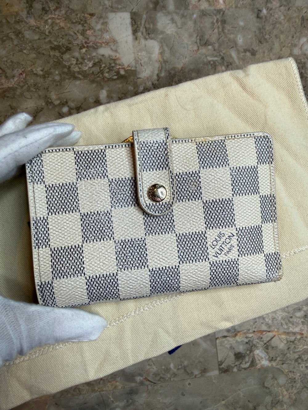 Louis Vuitton Damier Azur Checker Canvas Wallet - Cream/Blue-Gray